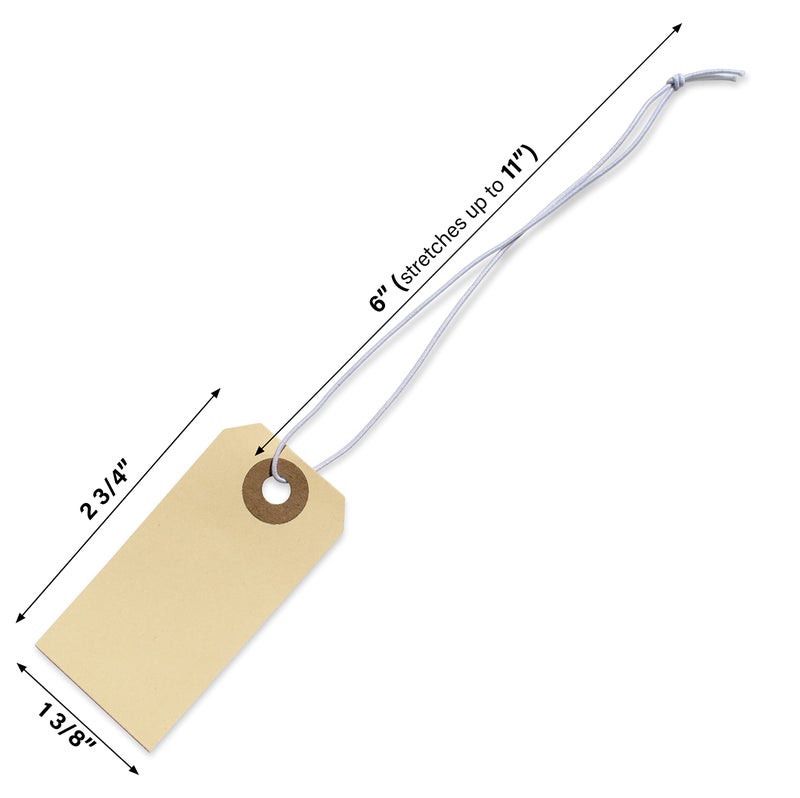 EZDOM Manila Tags With Elastic String - #1, 2 3/4" x 1 3/8", Box of 250 Paper Labels With Reinforced Hole and Attached Loop, 250 Count - Image 4